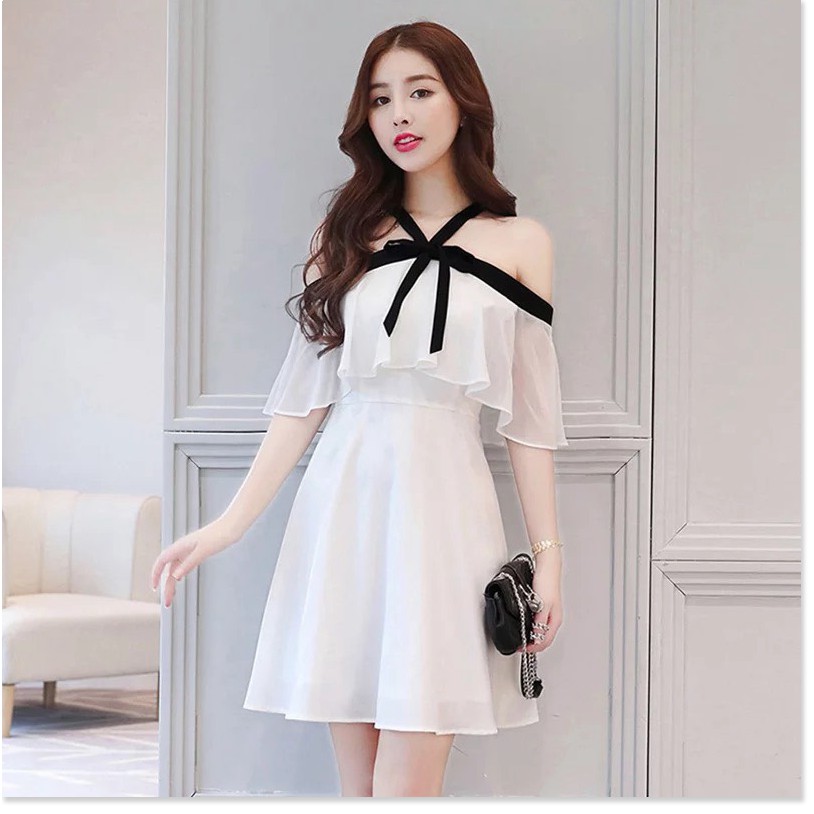 ĐẦM NỮ TRỄ VAI HHP CHẤT LIỆU VOAN HAI LỚP TINH KHÔI