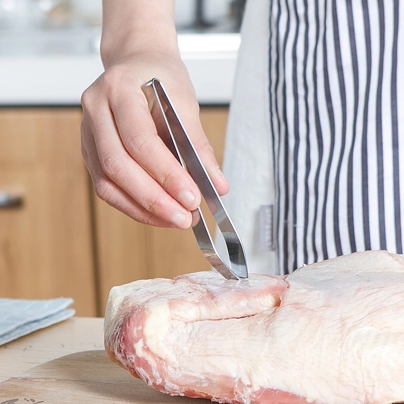 (Hàng Mới Về) Nhíp Gắp Lông Gà / Thức Ăn Đa Năng Bằng Thép Không Gỉ