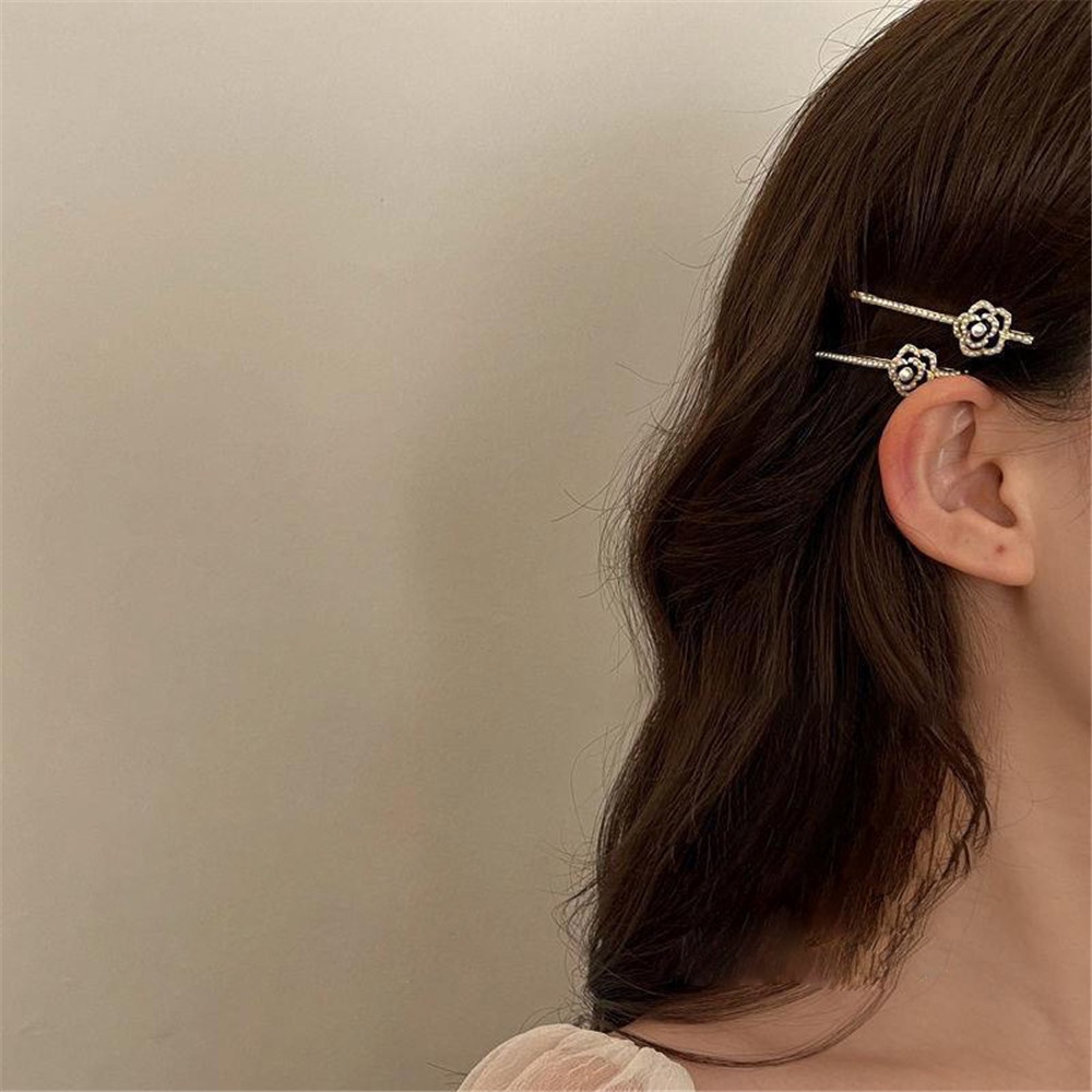 Kẹp Tóc Đính Ngọc Trai Giả Màu Đen Phong Cách Cổ Điển Thời Trang Cho Nữ