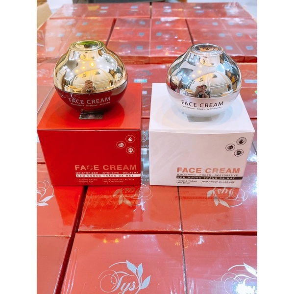 Combo 2 hộp kem face TYS bạc và đỏ Dưỡng trắng ngày đêm