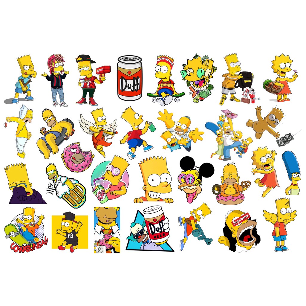 Sticker Simpson chống nước, hình dán mũ bảo hiểm, dán xe, điện thoại, laptop – Nghiện Sticker