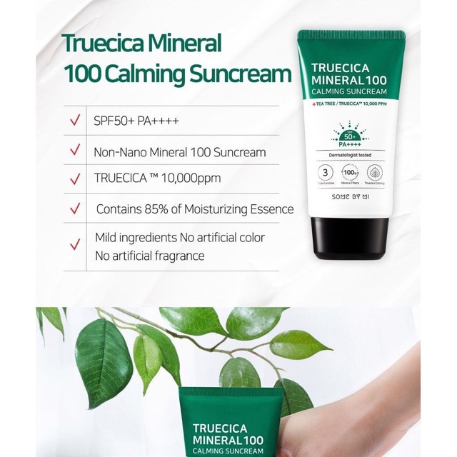 KEM CHỐNG NẮNG SOME BY MI TRUECICA MINERAL 100 CALMING SUNCREAM SPF 50+ PA+++ 50ml