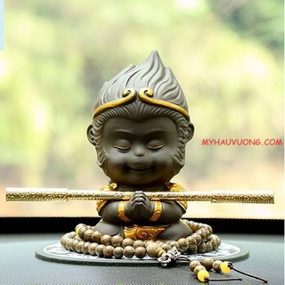 Tượng tôn ngộ không – mỹ hầu vương màu đen mạ vàng cao cấp