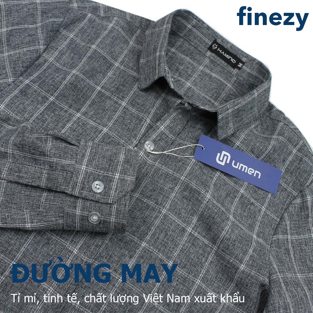Áo sơ mi đũi kẻ caro cao cấp Finezy, thoáng mát, thoải mái, thấm hút mồ hôi tốt