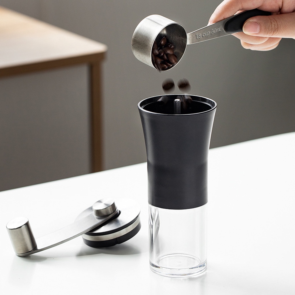 Stainless Steel Handle Adjustable Ceramic Burr Manual Coffee Grinder for Travel