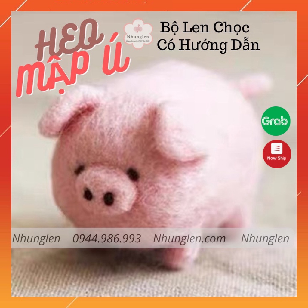 Bộ len chọc Heo Mập Ú có hướng dẫn - Needle Felting Pig - Có video hướng dẫn