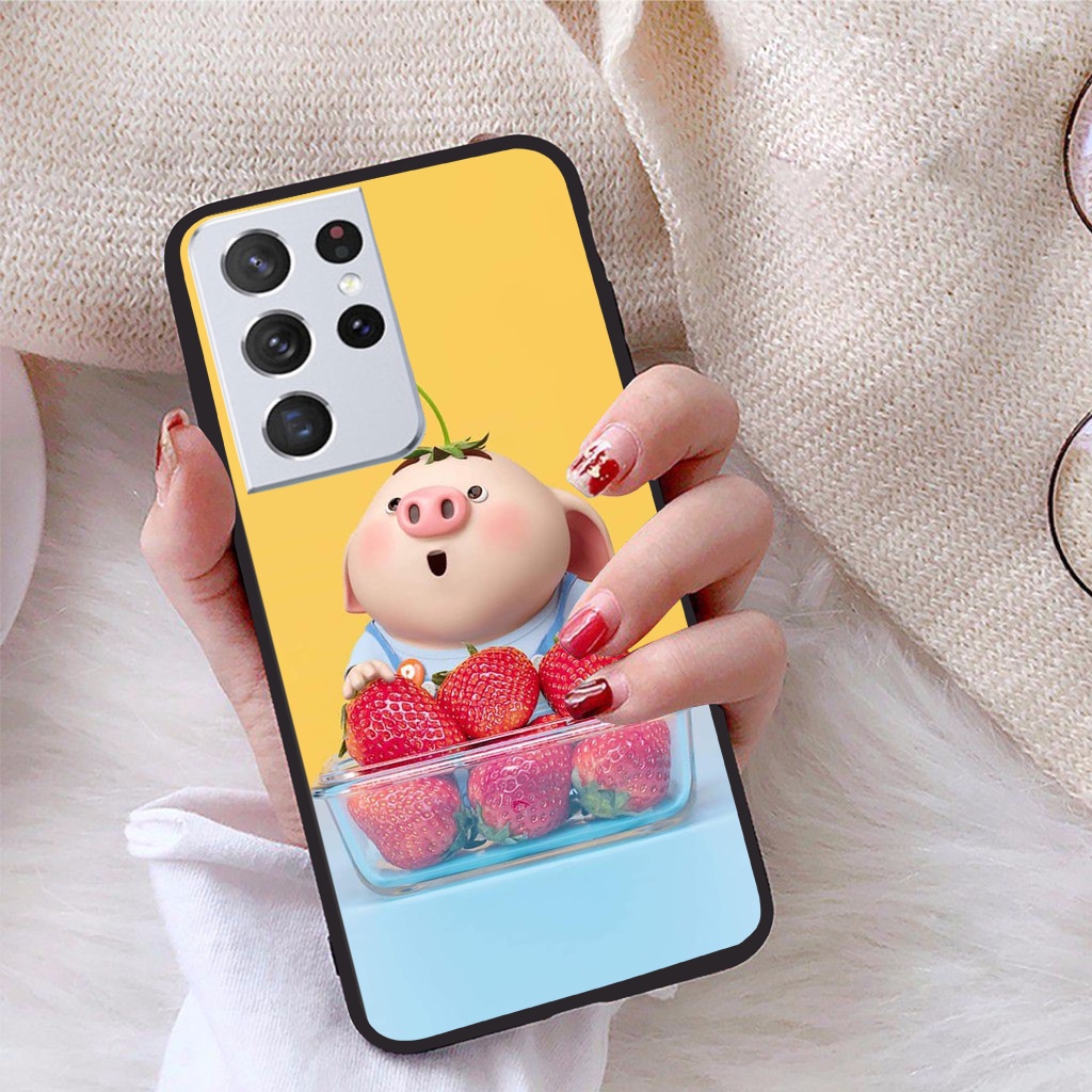 Ốp lưng Samsung Galaxy S21 Ultra viền dẻo TPU BST Pig Cute