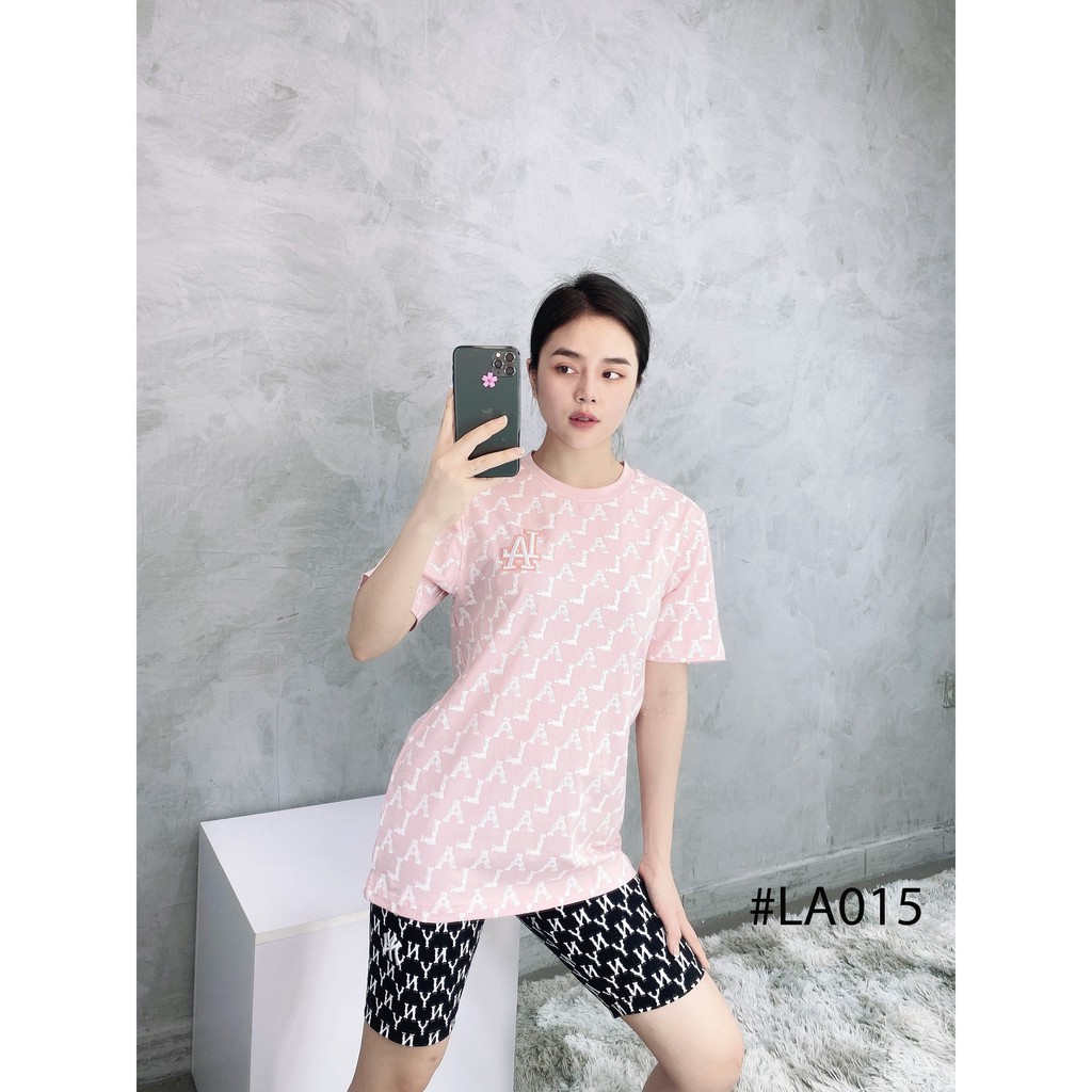 (HÀNG XUẤT XỊN) Áo hồng cam LA015 MONOGRAM L//A OVERFIT TEE PINK Made in V/N full tag code  Size XS S M L