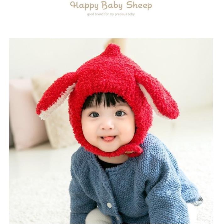 [FREESHIP] Mũ Lông Cừu Hình Tai Thỏ Cho Bé Siêu Ấm