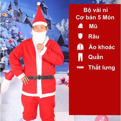 Bộ Quần Áo Ông Già Noel - Công Chúa Tuyết (Chọn Set Quần Áo - Dây Lưng - Giày - Túi Quà - Chất Liệu Nỉ / Nhung) Autofun