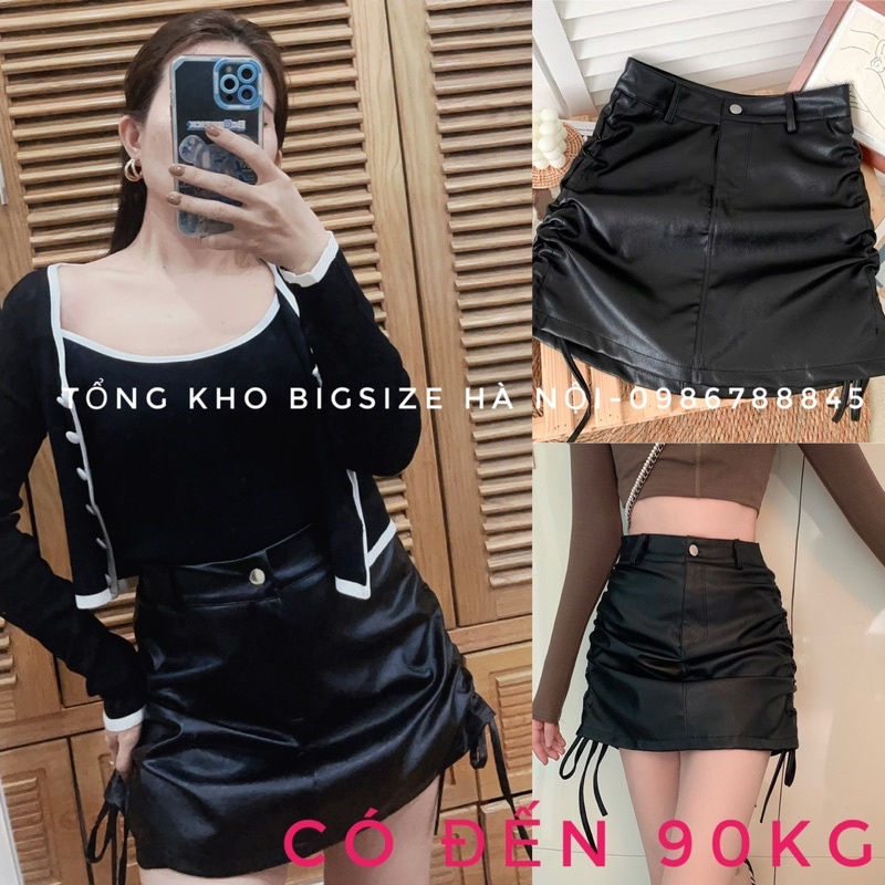 Chân váy da Bigsize dây rút 2 bên có quần trong chống lộ MS295 | BigBuy360 - bigbuy360.vn