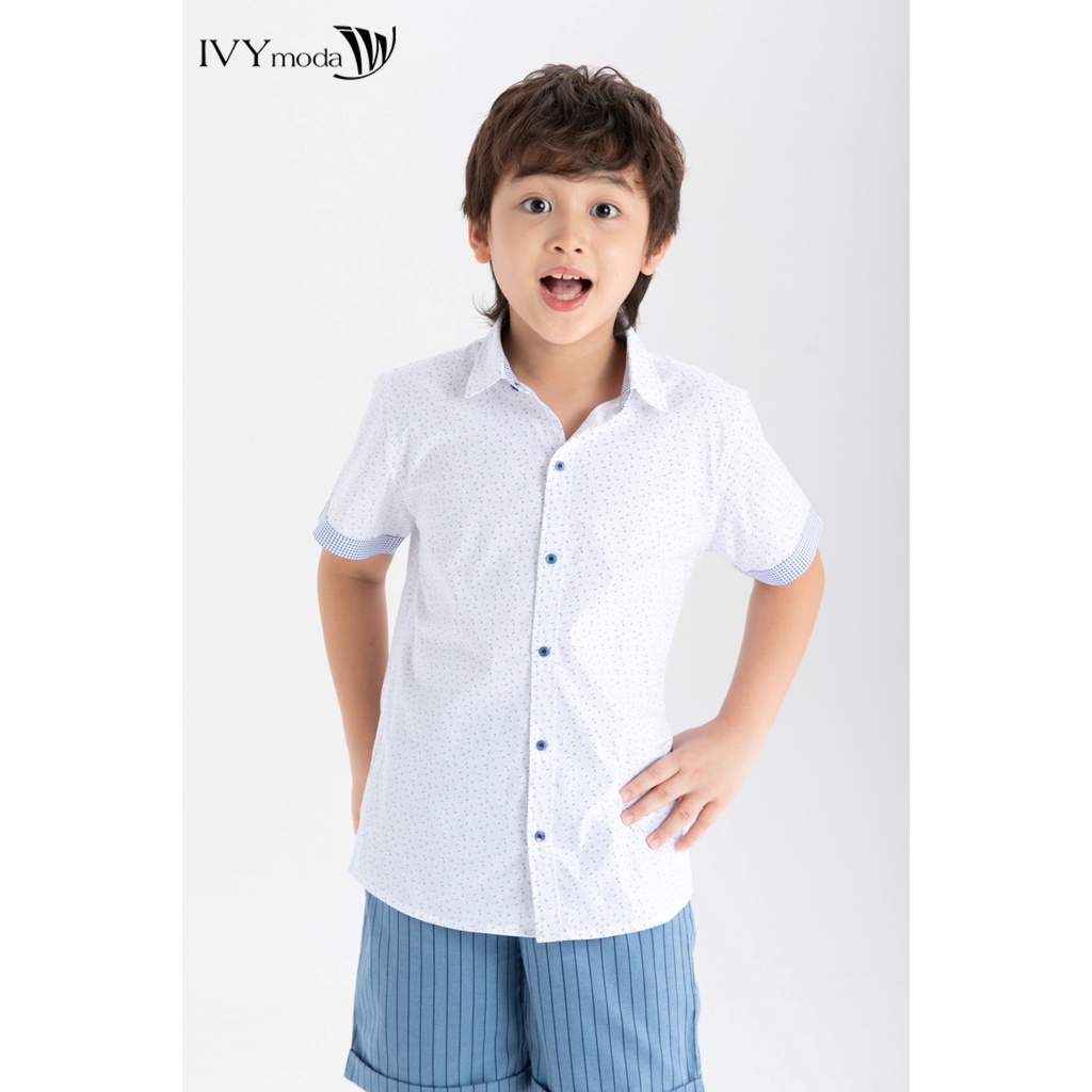 Áo sơ mi họa tiết bé trai IVY moda MS 16K1350