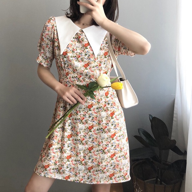 Váy chữ A cổ cách điệu, Váy hoa, Váy đi chơi