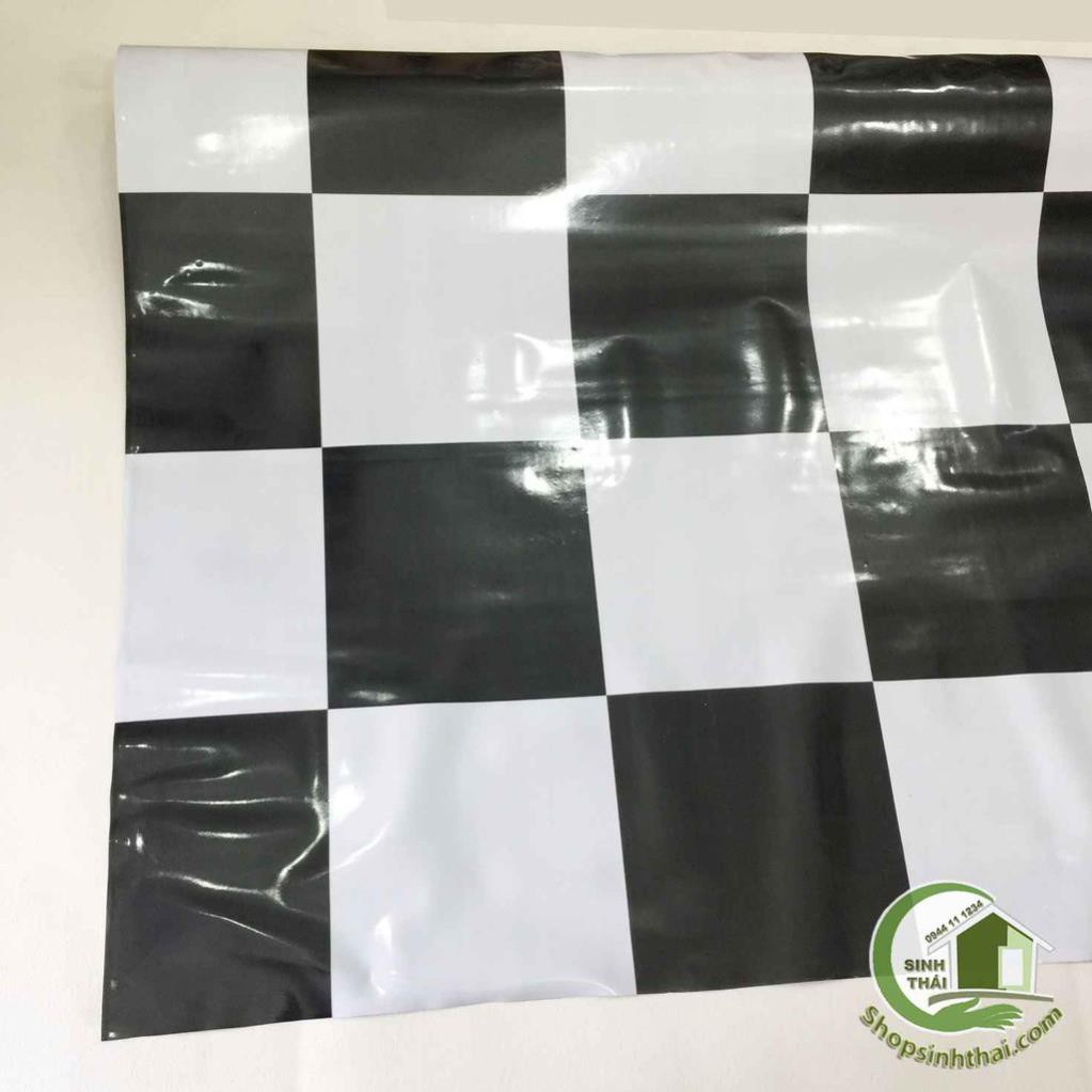 Simili trải sàn - thảm nhựa pvc trải sàn sọc caro trắng đen - 1m²