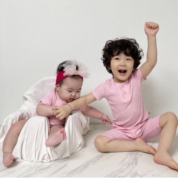 Bộ Thun Gân Cộc Tay Mùa Hè Nội Địa Hàn Cho Bé Chất Co Giãn Siêu Thoáng Mát Cho Bé