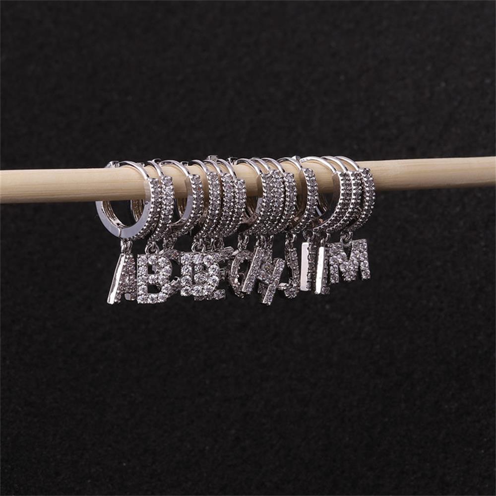 Bông Tai Hình 26 Chữ Cái Đính Đá Zircon Màu Bạc / Vàng Thời Trang Cho Nữ