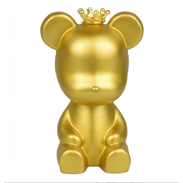 Gấu đội vương miện trang trí bánh kem sinh nhật, gấu nhựa trang trí