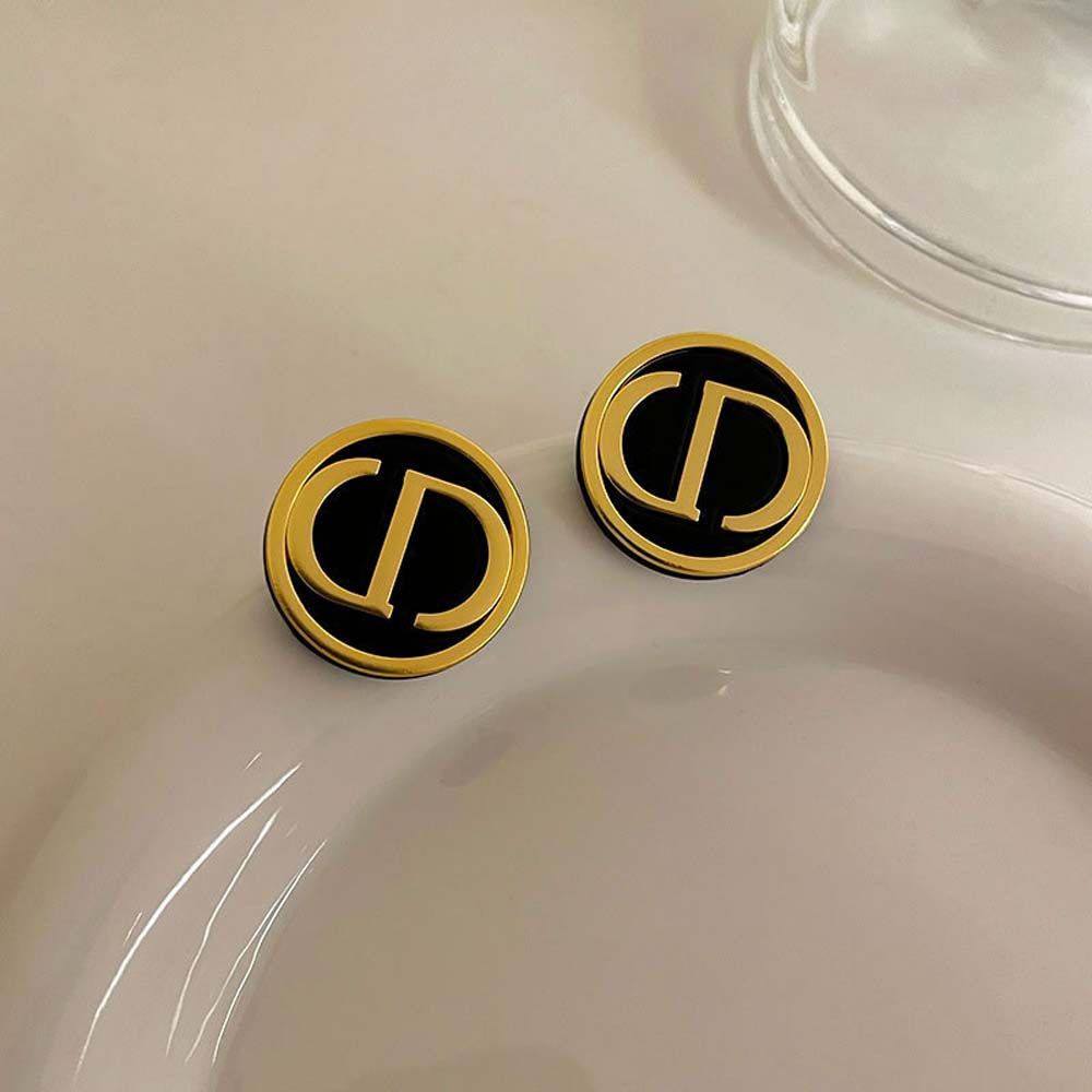 Bông tai hình chữ D bằng hợp kim phong cách Hàn Quốc thời trang cho nữ VANES1