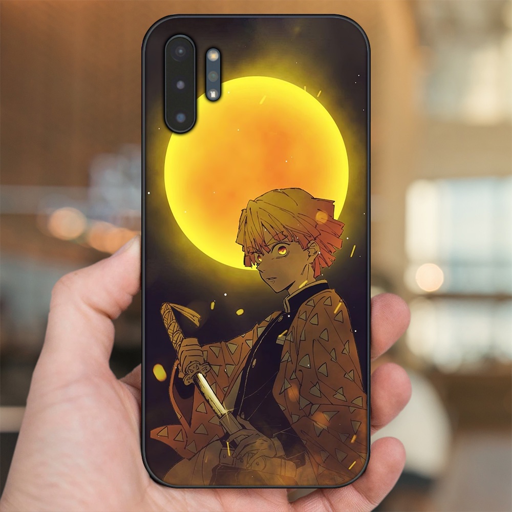 Ốp lưng Samsung Note 10 Plus viền đen in hình Zenitsu Kimetsu no Yaiba
