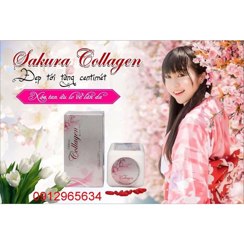 Viên uống Collagen Sakura nhập khẩu từ Nhật Bản bổ sung dinh dưỡng cho phụ nữ đẹp da đẹp dáng khoẻ mạnh trắng da 120v