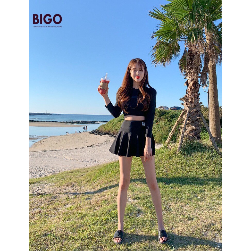 SET BỘ BIKINI DÀI TAY CHÂN VÁY FORM HÀN QUỐC
