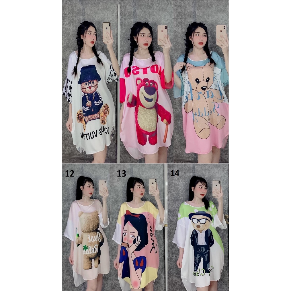 Đầm Ngủ Lụa Satin - Cổ Tròn Tay Cánh Dơi