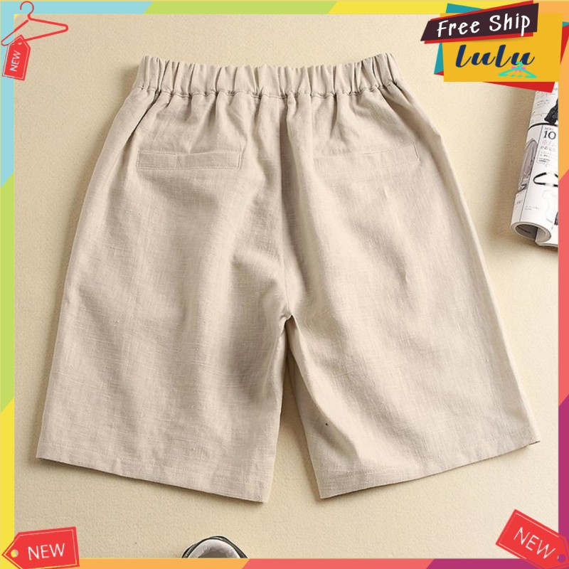 Quần đùi nữ vải cotton đũi đủ size. Quần short nữ cotton Lulu Shop