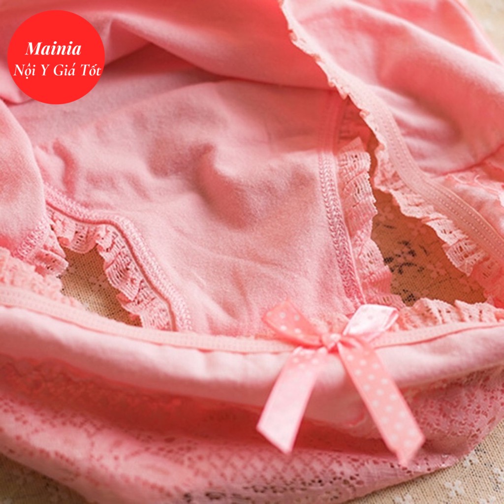 Quần Lót Nữ Cotton Đính Nơ Ren Hoa Quần Chíp Nữ Cotton Mềm Mại Thoáng Khí Rẻ Đẹp Mainia Shop