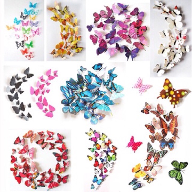 Set 12 miếng dán tường hình bướm 3D độc đáo