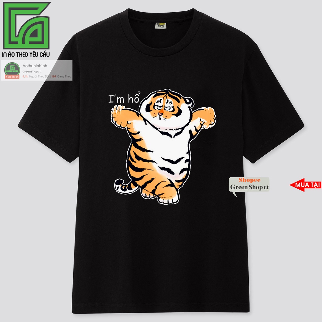 Áo Thun In Hình Con Hổ Béo Con -Áo Cặp Áo Nhóm Cọp Béo 2022  Vải Thái S298 Greenshopct