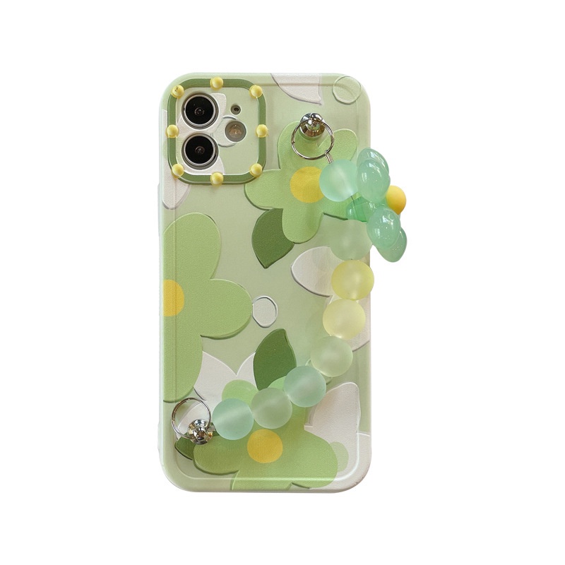Ốp điện thoại silicon mềm họa tiết hoa có dây đeo cầm tay thích hợp cho Iphone 12Pro max 11 8p xs xr