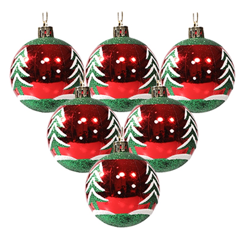 Set 6 Trái Châu 6CM Màu Đỏ Trang Trí Cây Thông Noel