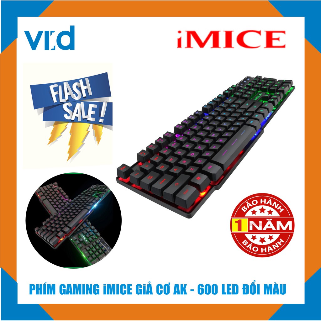[GIẢM GIÁ SỐC] Bàn phím, Chuột, bàn phím giả cơ gaming iMICE AK-600, chuyên Game, đèn nền LED đổi màu BH 12T !!!