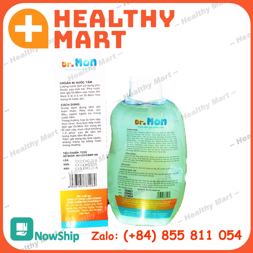 ✔️️️Sữa Tắm Gội Thảo Dược DR.MON - Dùng được từ 0 tháng - 0 month - An toàn tuyệt đối 200ml