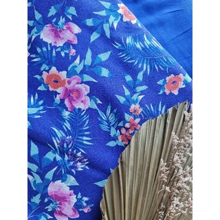 Vải linen bột Hoa và Xanh Cobalt