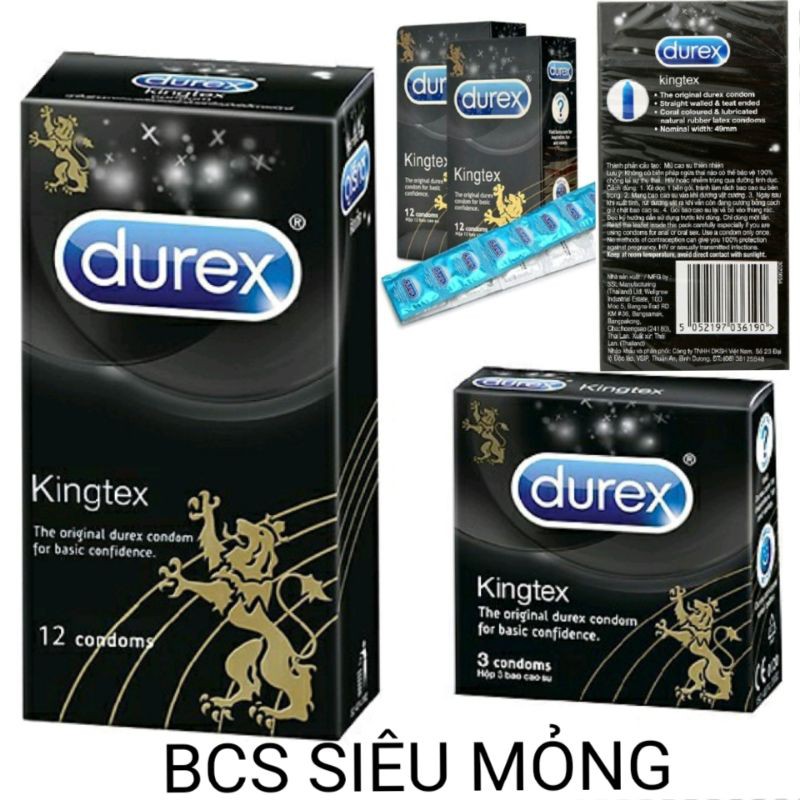 [CHÍNH HÃNG]Bao Cao Su Durex Kingtex siêu mỏng ôm khít (hộp 3~12 cái)