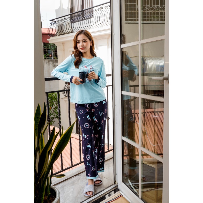 [CHÍNH HÃNG] Bộ đồ mặc nhà cotton cao cấp Winny đẹp, dễ thương - SET thu đông quần dài áo dài tay trẻ trung | BigBuy360 - bigbuy360.vn