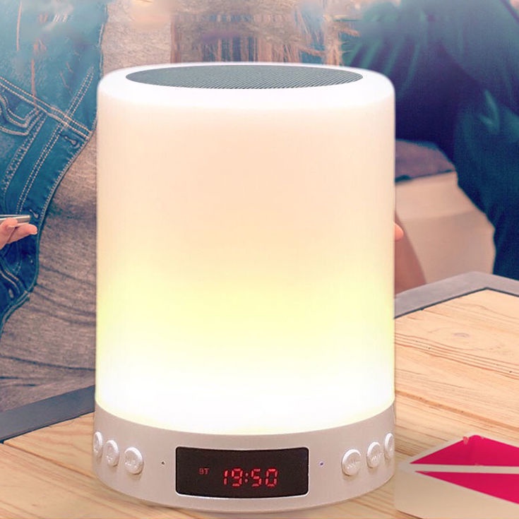 Loa Bluetooth Cảm Biến Led Nhiều Màu Sắc, Loa Bluetooth Thông Minh Kiêm Đèn Ngủ Và Đồng Hồ Báo Thức