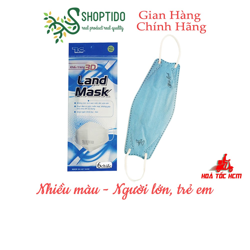 Khẩu trang y tế kháng khuẩn 3D LAND MASK đủ màu, người lớn trẻ em NPP Shoptido