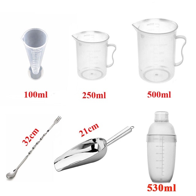 Combo 6 món dụng cụ pha chế trà sữa, trà chanh