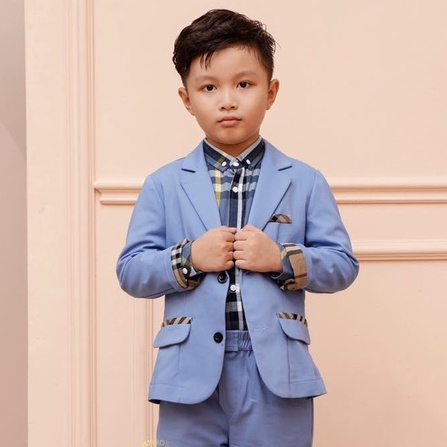 Áo vest bé trai thiết kế 1 khuy cao cấp 137KIDS màu xanh dương