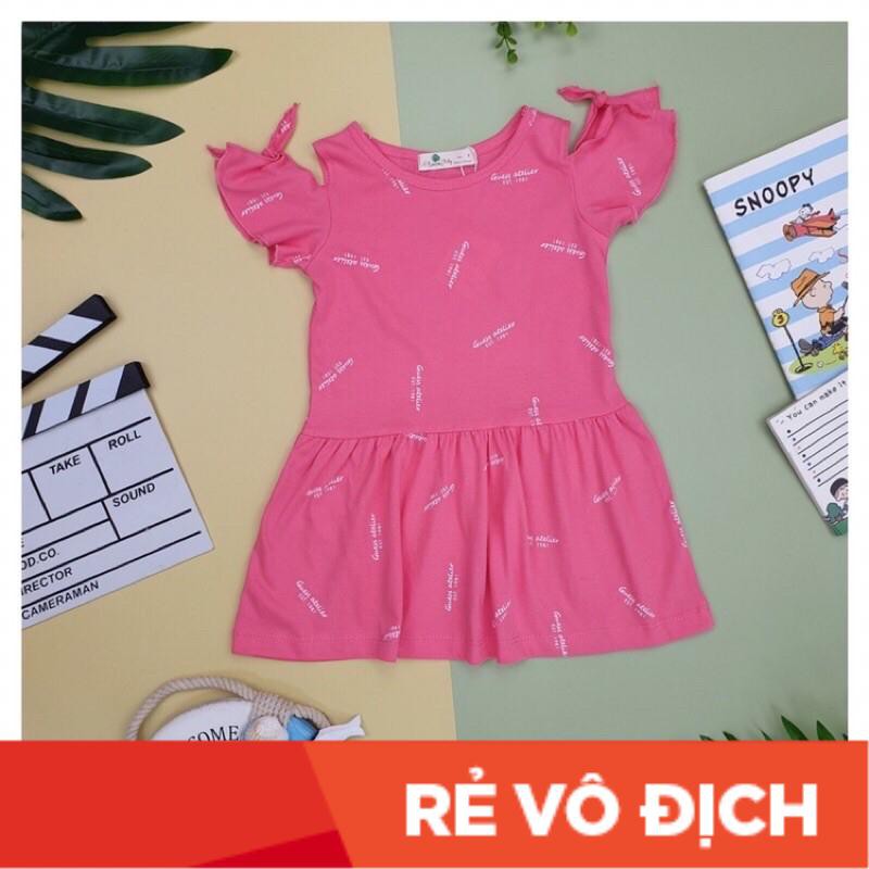 Váy cotton bé gái nơ tay size 1-10, cho bé 10-32kg. Chất cotton mềm mịn, thấm hút mồ hôi