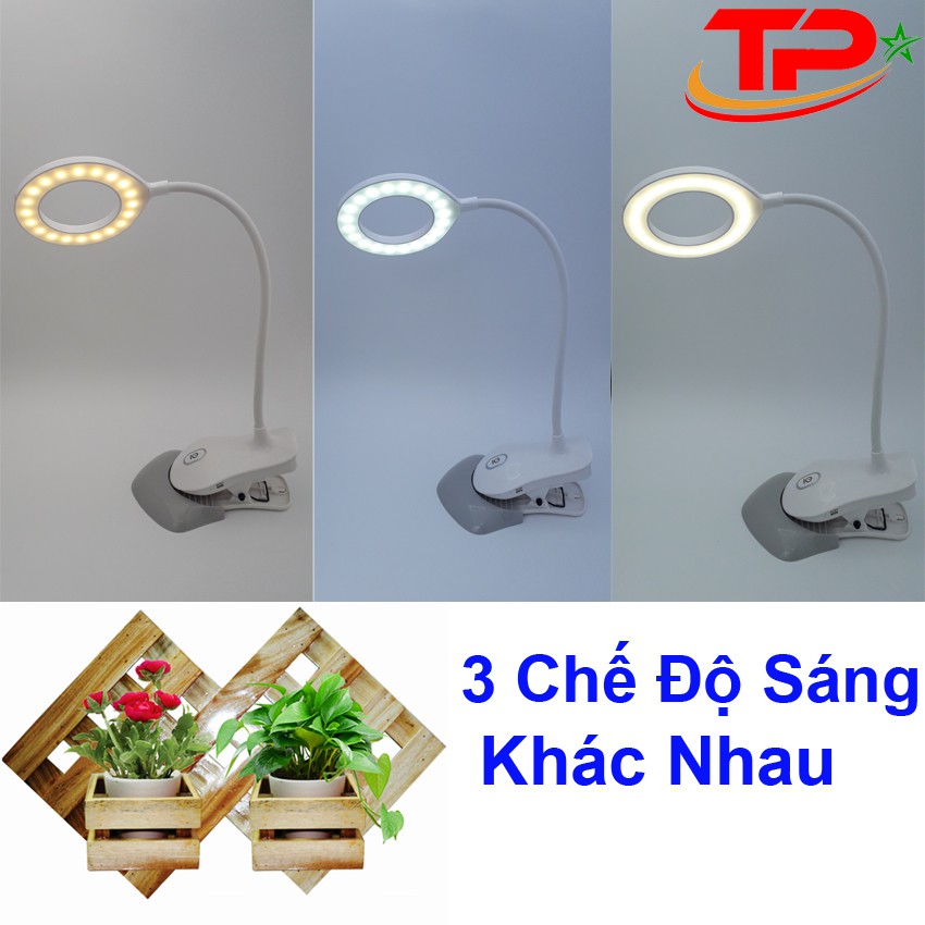 Đèn LED Để Bàn - Đế Kẹp Có Sạc Tích Điện MZX-859 - 3 chế độ sáng, bảo vệ mắt, nút cảm ứng, tiện dụng