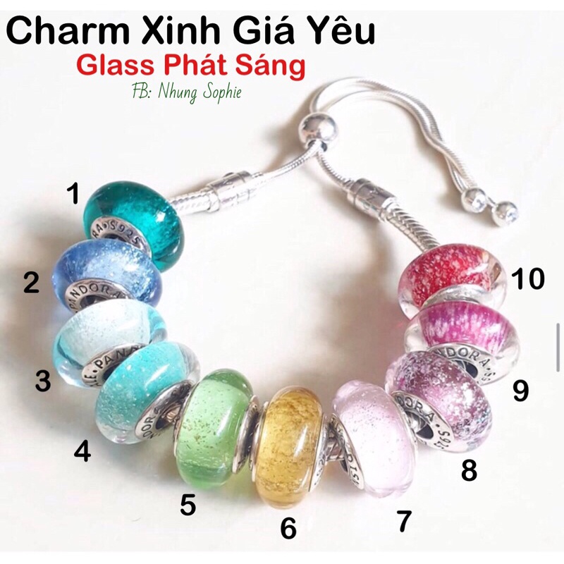 Charm glass phát sáng bạc 925 nhungsophie