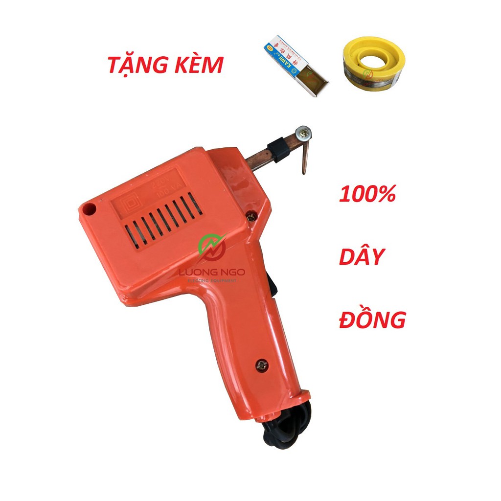 Mỏ Hàn Xung 100W bách khoa - Mỏ hàn chì - Mỏ hàn chì 100% dây đồng ( tặng thiếc nhựa + nhựa thông )