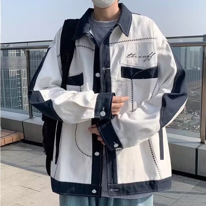 Áo Khoác bomber nam Dáng Rộng áo khoác công nhân  Thời Trang Hàn nam Quốc Cá Tính áo khoác Nữ