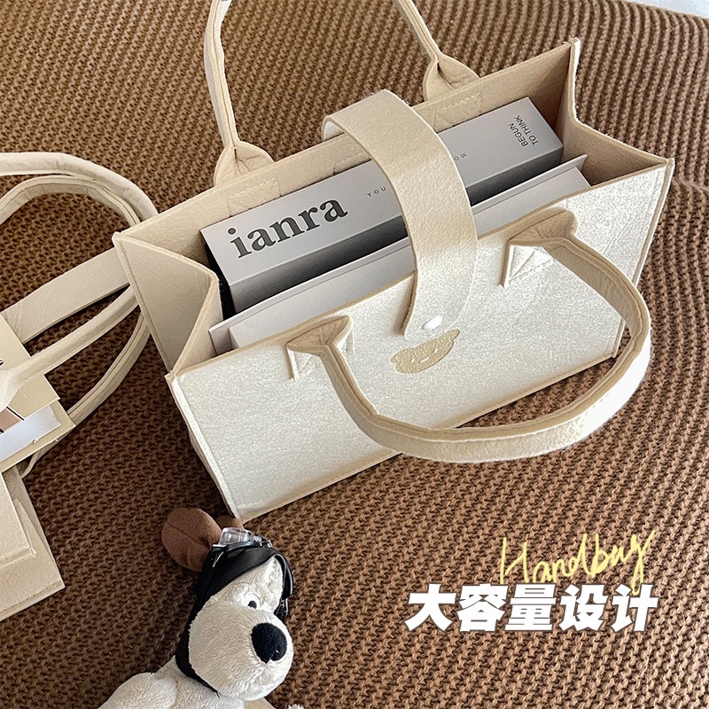 Set 2 túi xách nữ in hình Gấu màu trà sữa chất nỉ xốp phù hợp đi làm, đi học, cafe, du lịch sang chảnh cho mẹ và bé