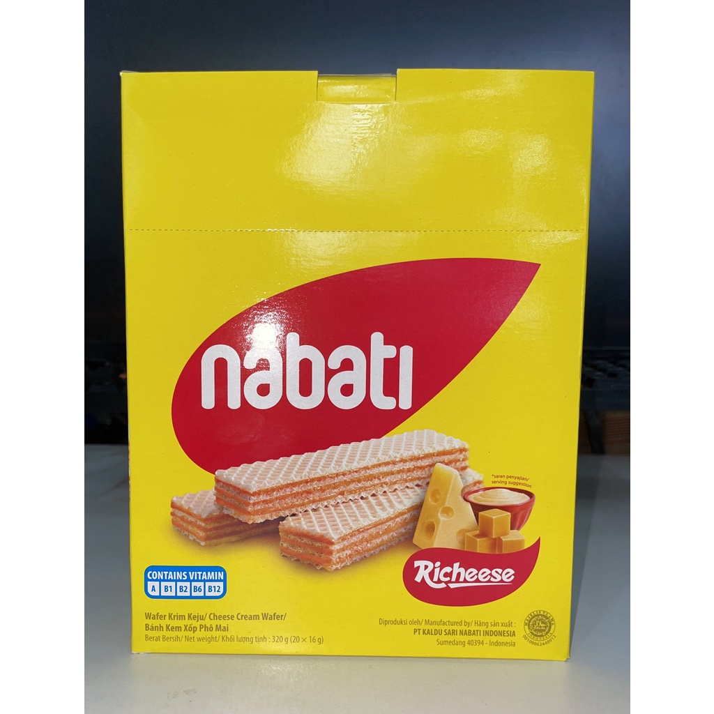 Bánh Kem Xốp Phô Mai Richeese Nabati Cheese Cream Wafer (Hộp 20 thanh x 16g)