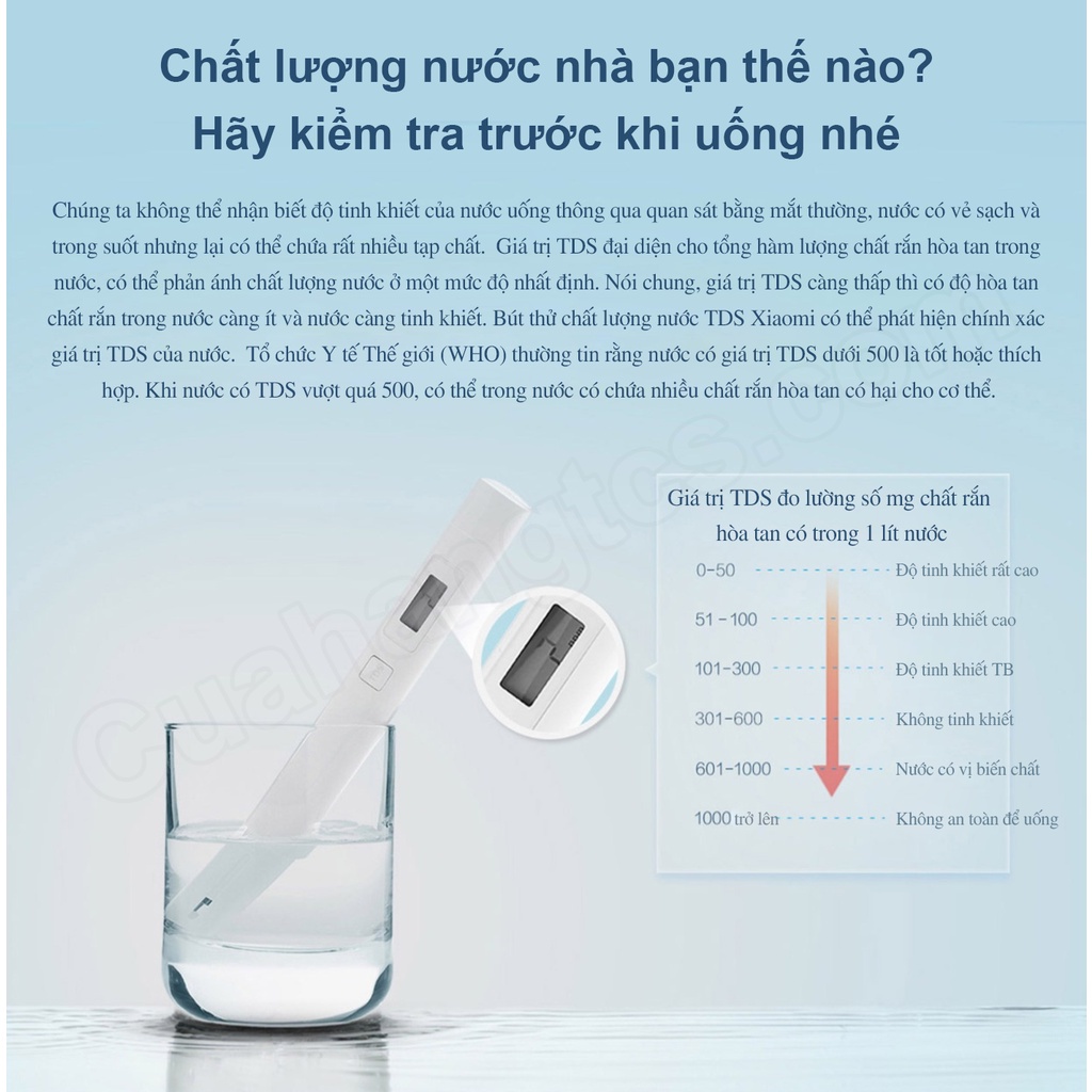 Bút thử nước sạch TDS Xiaomi . Bút kiểm tra TDS nước.