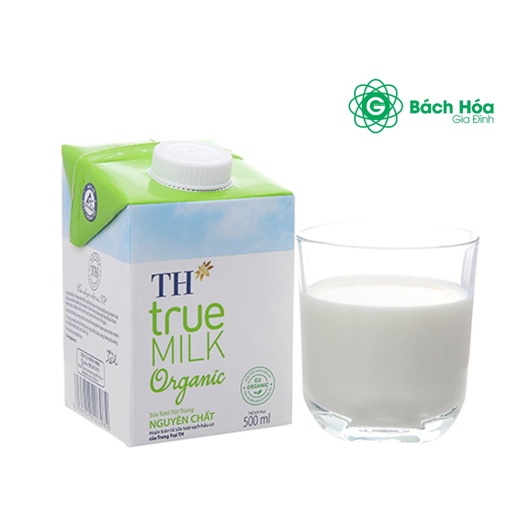 Thùng 12 hộp sữa tươi tiệt trùng TH true MILK Organic nguyên chất 500ml